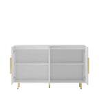 Black Modern Buffet Cabinet with Storage, Fluted Sideboard Large Buffet with Adjustable Shelves, Credenza, Accent Cabinet