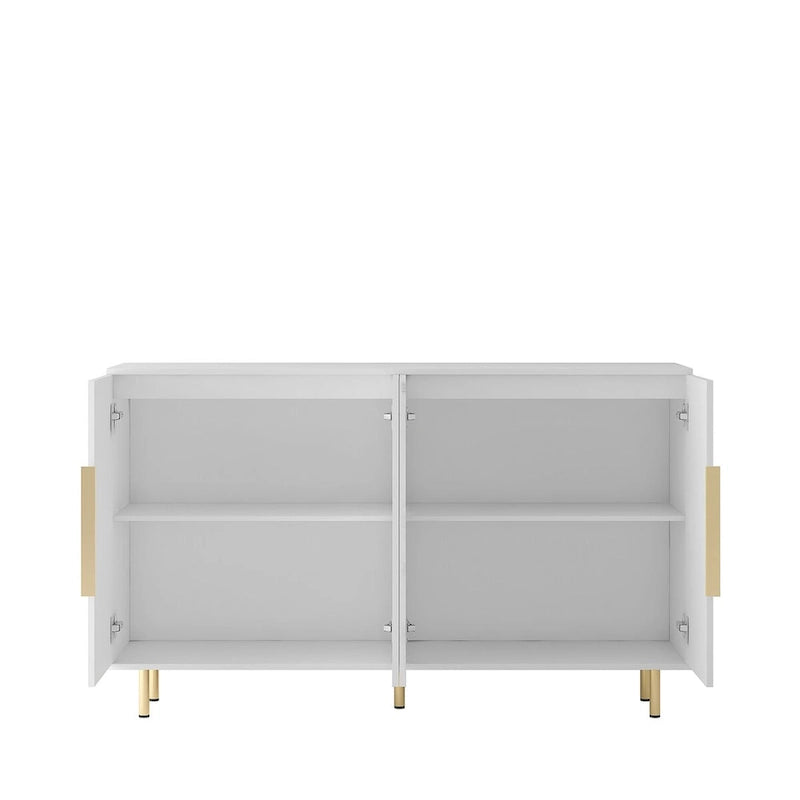 Black Modern Buffet Cabinet with Storage, Fluted Sideboard Large Buffet with Adjustable Shelves, Credenza, Accent Cabinet