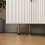 Black Modern Buffet Cabinet with Storage, Fluted Sideboard Large Buffet with Adjustable Shelves, Credenza, Accent Cabinet