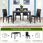 5-piece Wood Dining Counter Height Table and Chair Set