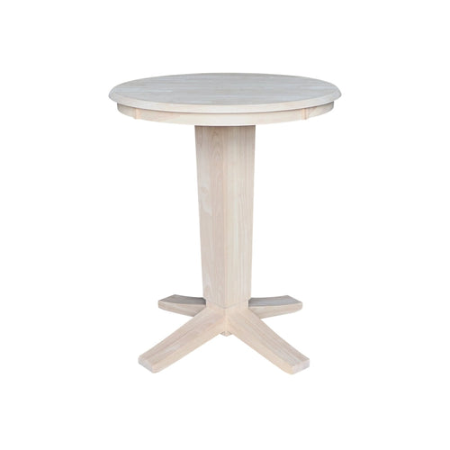 Table de salle à manger ronde en bois massif de 76 cm de hauteur de comptoir avec 2 tabourets