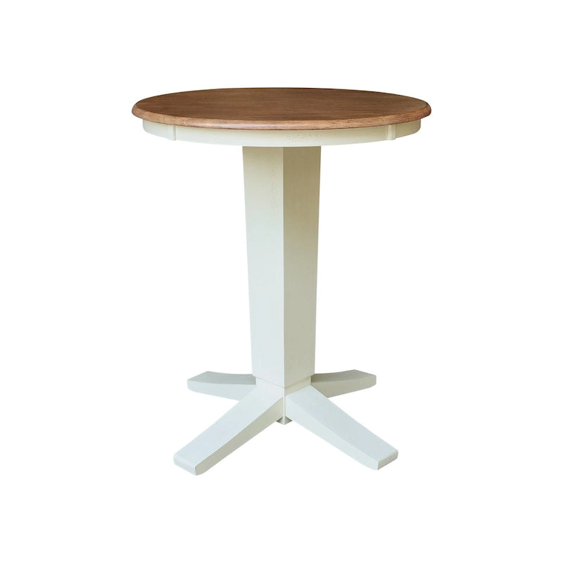 Table de salle à manger ronde en bois massif de 76 cm de hauteur de comptoir avec 2 tabourets