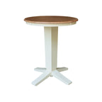 Table de salle à manger ronde en bois massif de 76 cm de hauteur de comptoir avec 2 tabourets