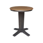 Table de salle à manger ronde en bois massif de 76 cm de hauteur de comptoir avec 2 tabourets