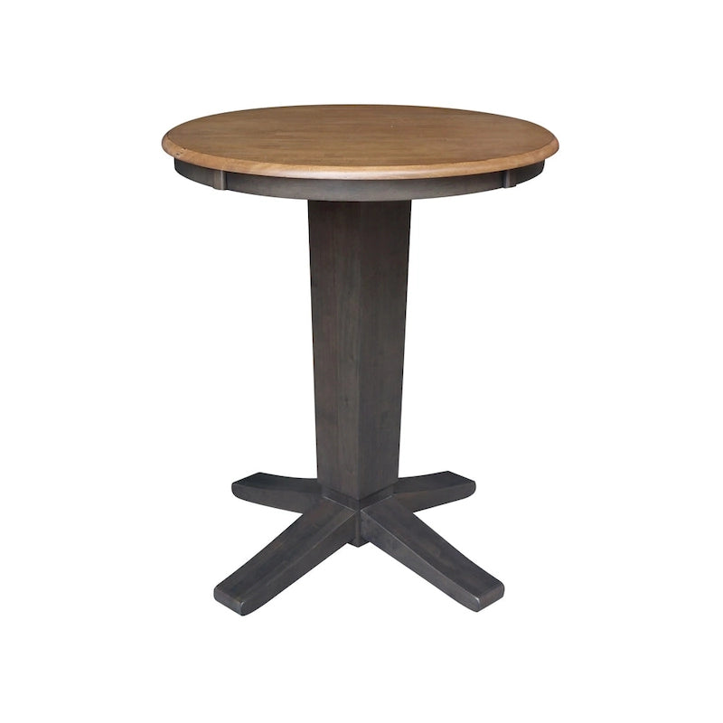 Table de salle à manger ronde en bois massif de 76 cm de hauteur de comptoir avec 2 tabourets