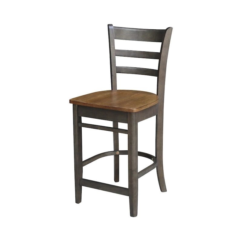 Table de salle à manger ronde en bois massif de 76 cm de hauteur de comptoir avec 2 tabourets