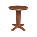 Table de salle à manger ronde en bois massif de 76 cm de hauteur de comptoir avec 2 tabourets