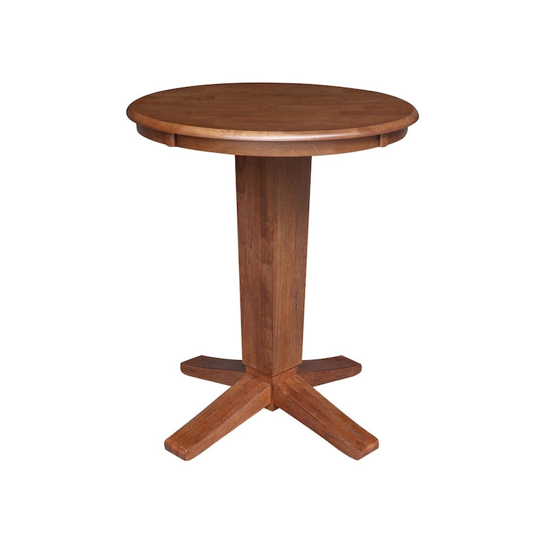 Table de salle à manger ronde en bois massif de 76 cm de hauteur de comptoir avec 2 tabourets