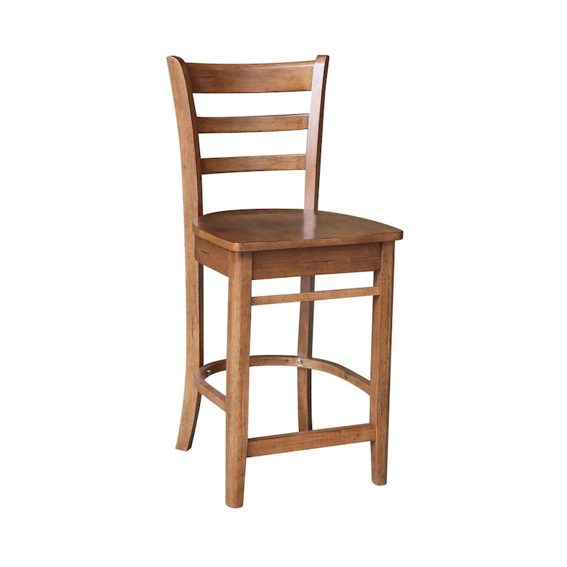 Table de salle à manger ronde en bois massif de 76 cm de hauteur de comptoir avec 2 tabourets