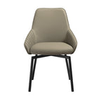 Shin 23 Inch Swivel Dining Chair Set of 2, Curved, Gray Faux Leather, Black