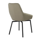 Shin 23 Inch Swivel Dining Chair Set of 2, Curved, Gray Faux Leather, Black