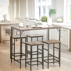 Wood Dining Table Set with Bar Table and 4 Stools Set(Set of 5)