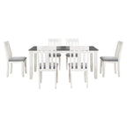 Ensemble de salle à manger 7 pièces de style rétro avec table extensible et 6 chaises rembourrées