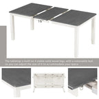 Ensemble de salle à manger 7 pièces de style rétro avec table extensible et 6 chaises rembourrées