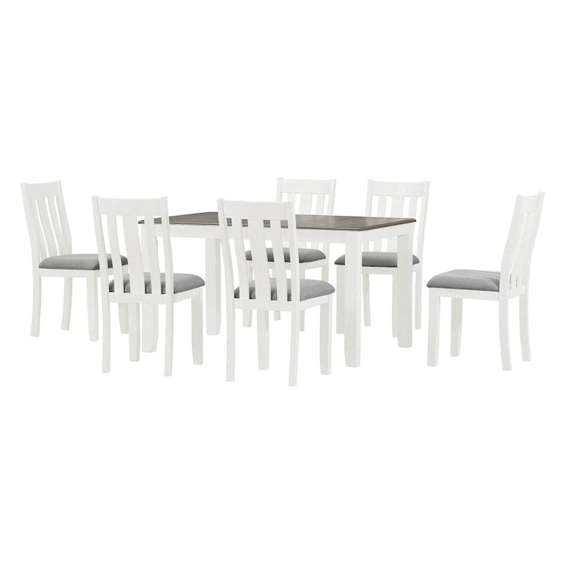Ensemble de salle à manger 7 pièces de style rétro avec table extensible et 6 chaises rembourrées