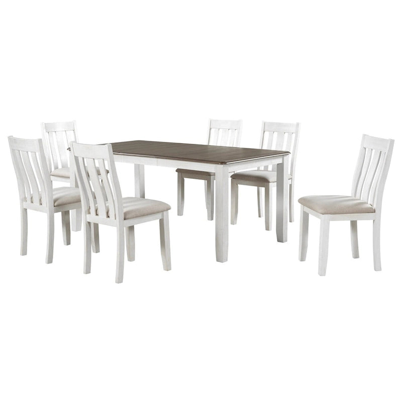 Ensemble de salle à manger 7 pièces de style rétro avec table extensible et 6 chaises rembourrées