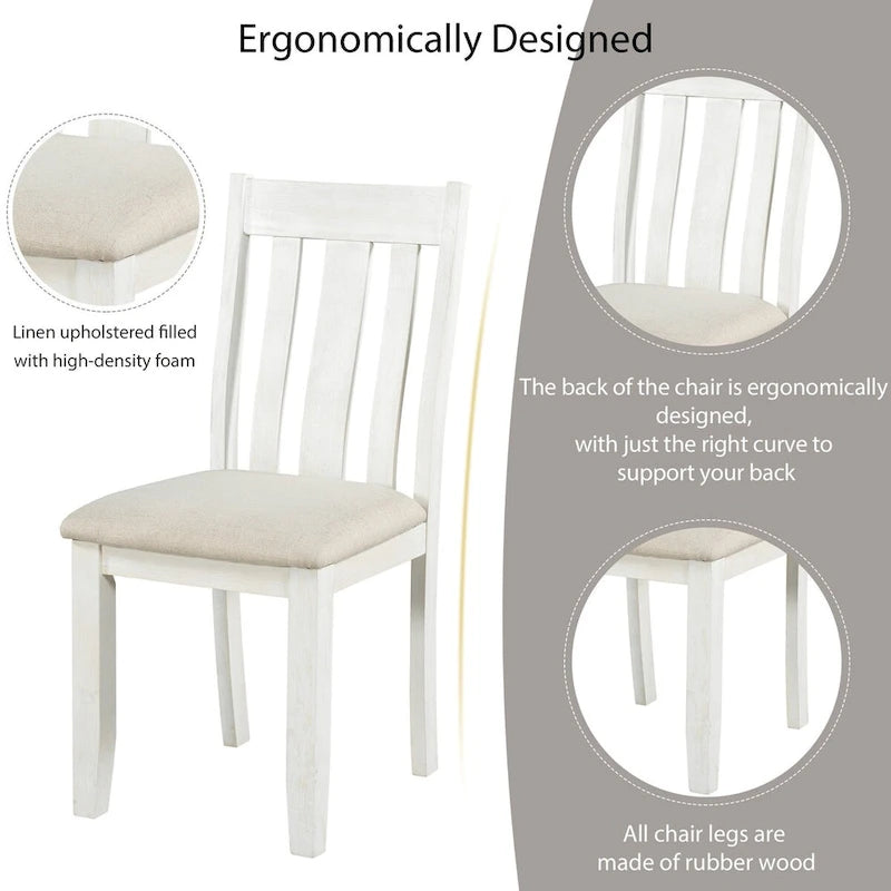 Ensemble de salle à manger 7 pièces de style rétro avec table extensible et 6 chaises rembourrées