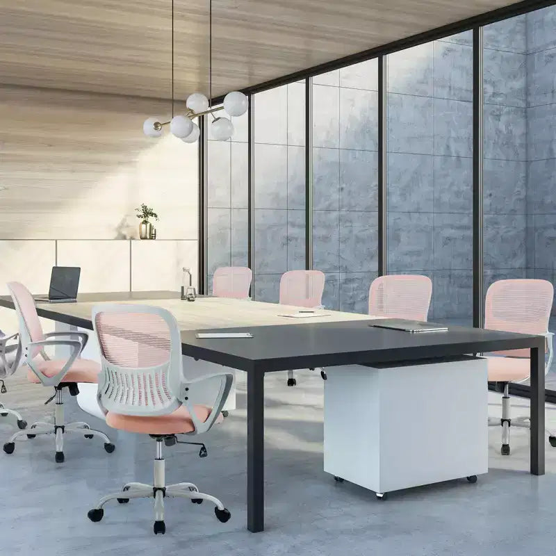Chaise de bureau et de jeu ergonomique JIONJOY Modern avec support lombaire en maille et accoudoirs non réglables