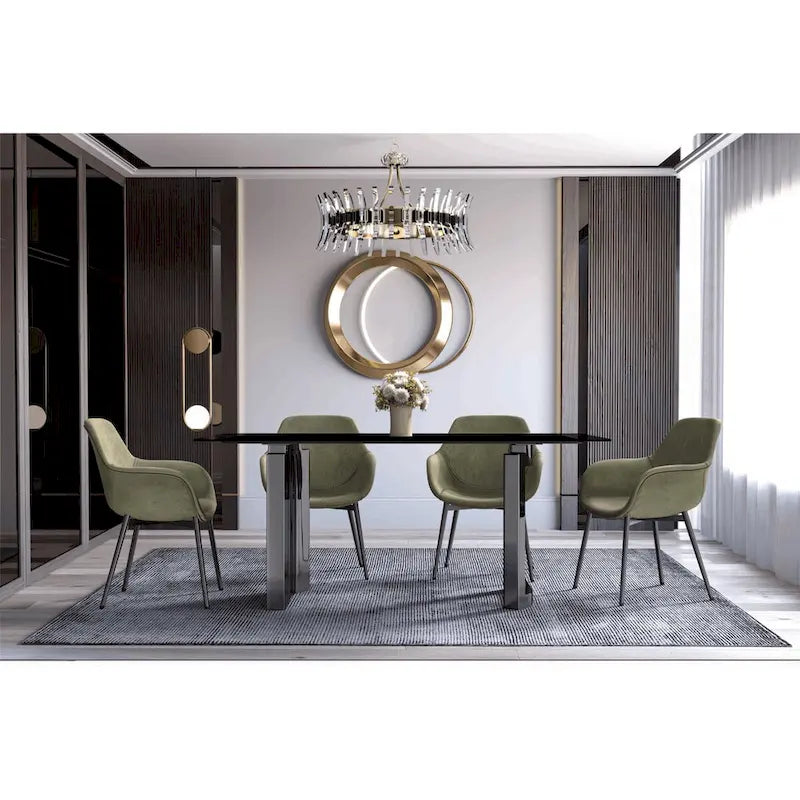 Table de salle à manger Série Astra avec plateau en pierre frittée/verre