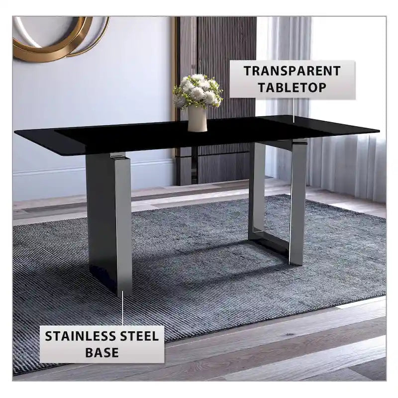 Table de salle à manger Série Astra avec plateau en pierre frittée/verre