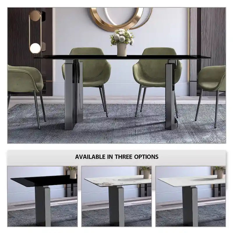Table de salle à manger Série Astra avec plateau en pierre frittée/verre