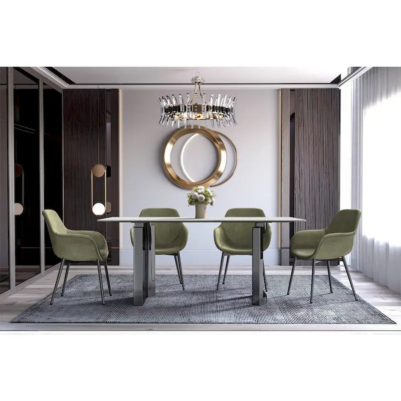 Table de salle à manger Série Astra avec plateau en pierre frittée/verre