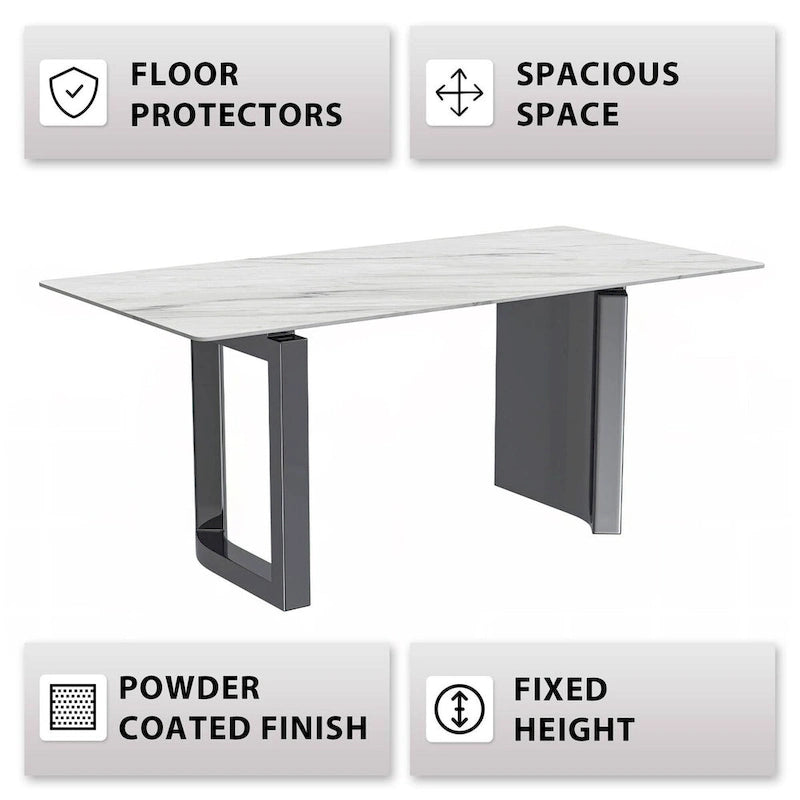 Table de salle à manger Série Astra avec plateau en pierre frittée/verre