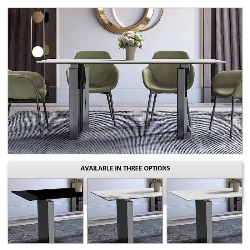Table de salle à manger Série Astra avec plateau en pierre frittée/verre