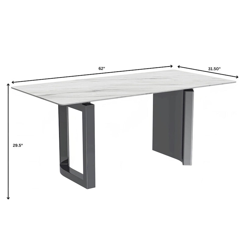 Table de salle à manger Série Astra avec plateau en pierre frittée/verre