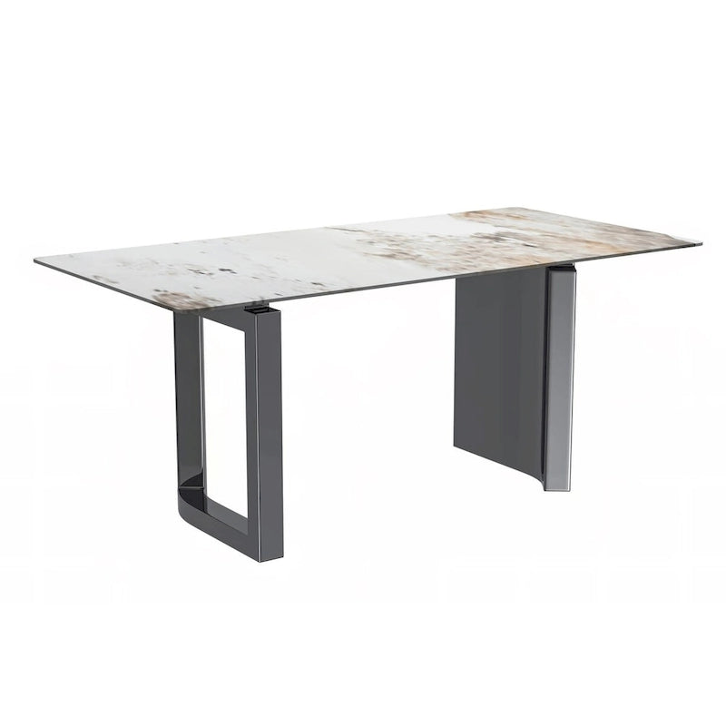 Table de salle à manger Série Astra avec plateau en pierre frittée/verre