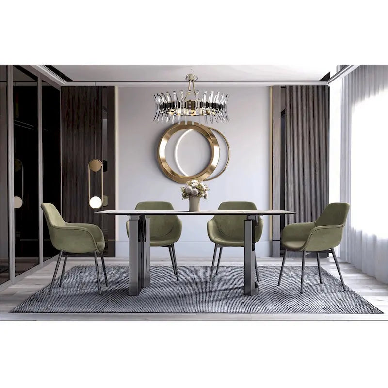 Table de salle à manger Série Astra avec plateau en pierre frittée/verre
