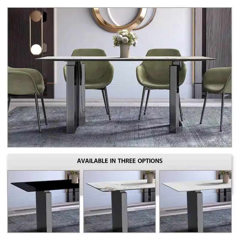 Table de salle à manger Série Astra avec plateau en pierre frittée/verre