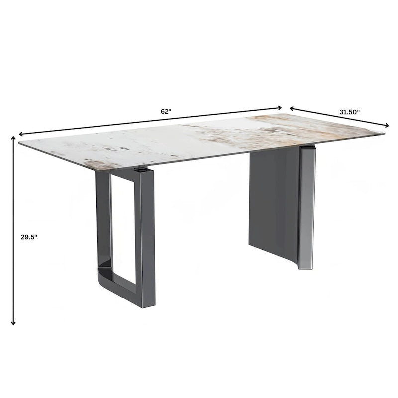 Table de salle à manger Série Astra avec plateau en pierre frittée/verre