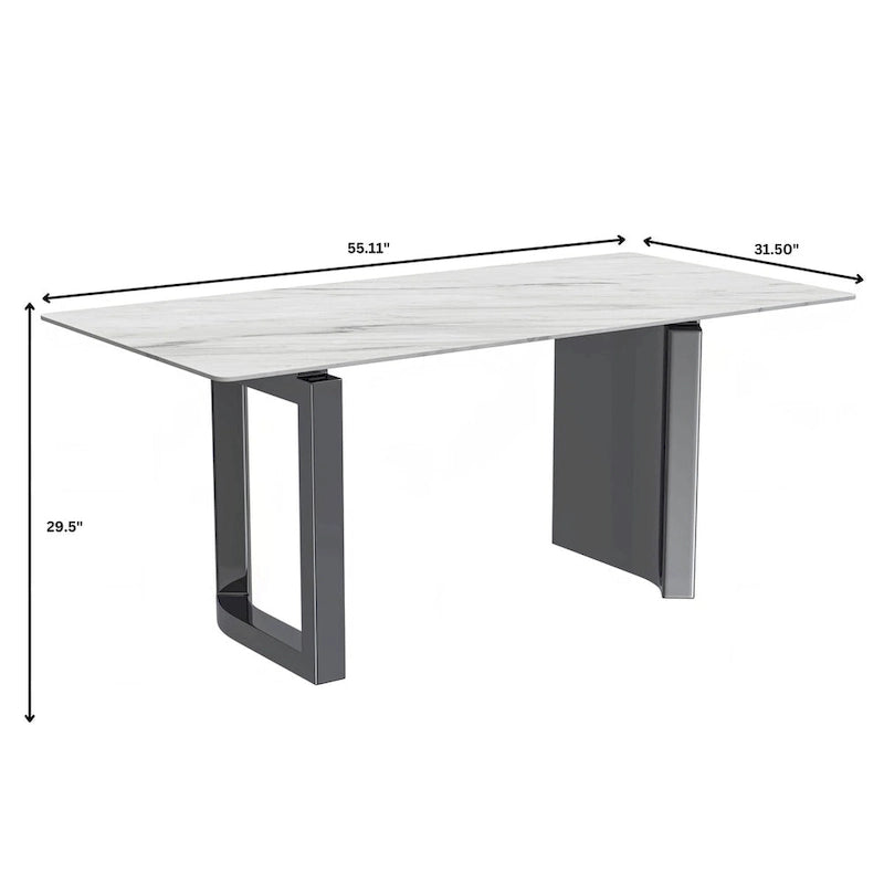 Table de salle à manger Série Astra avec plateau en pierre frittée/verre