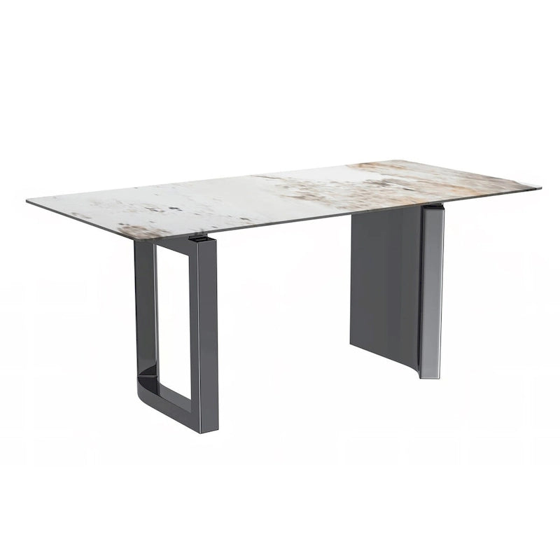 Table de salle à manger Série Astra avec plateau en pierre frittée/verre
