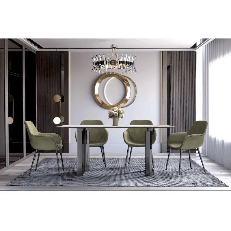 Table de salle à manger Série Astra avec plateau en pierre frittée/verre