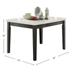 Square Counter Height Table with Marble Top in White and Salvage Dark Oak