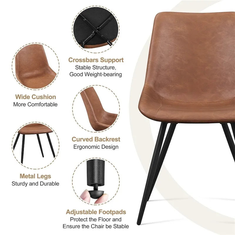 Yaheetech Lot de 2 chaises de salle à manger en similicuir avec pieds en métal - N/A