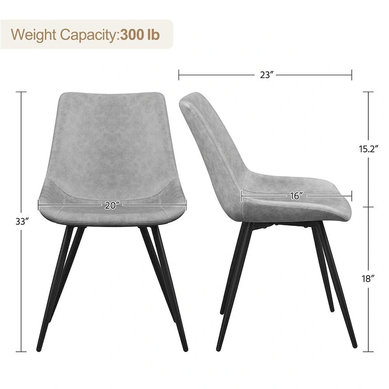 Yaheetech 2PCS Faux Leather Dining Chairs With Metal Legs - N/A