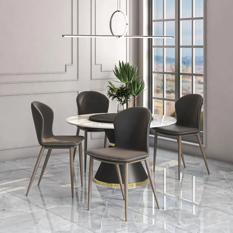 Mosaic Modern Upholstered Fabric Dining Chair with Metal Legs by LeisureMod