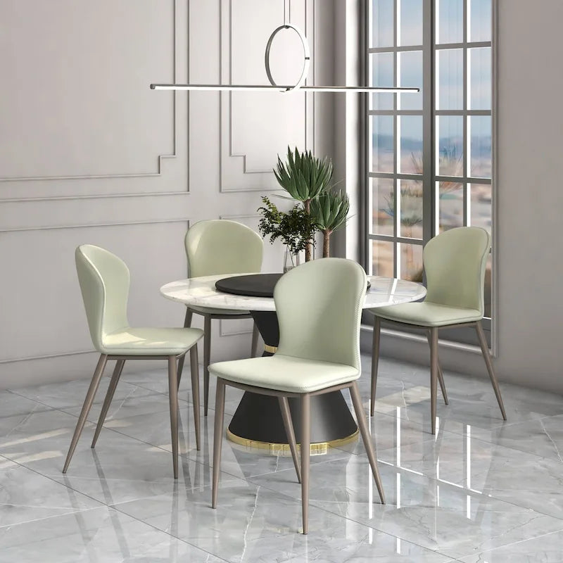 Mosaic Modern Upholstered Fabric Dining Chair with Metal Legs by LeisureMod