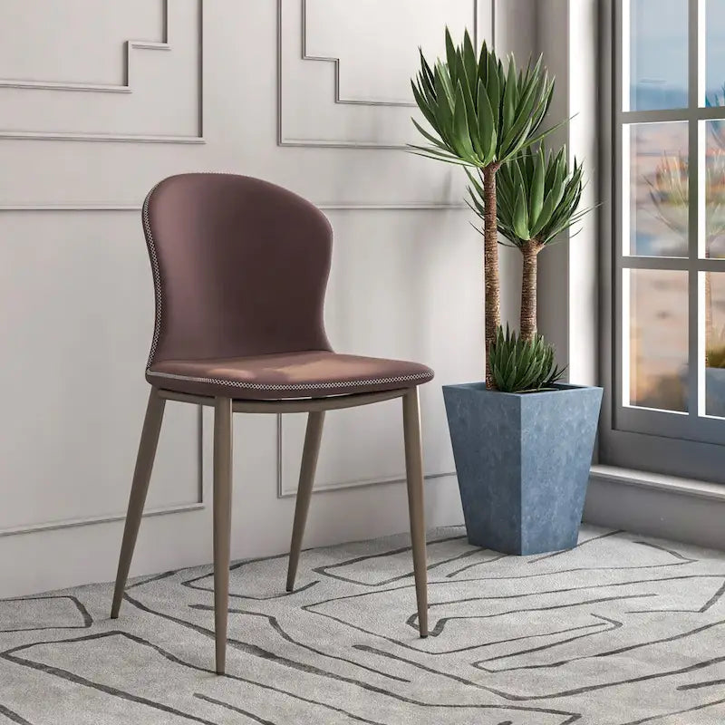 Mosaic Modern Upholstered Fabric Dining Chair with Metal Legs by LeisureMod