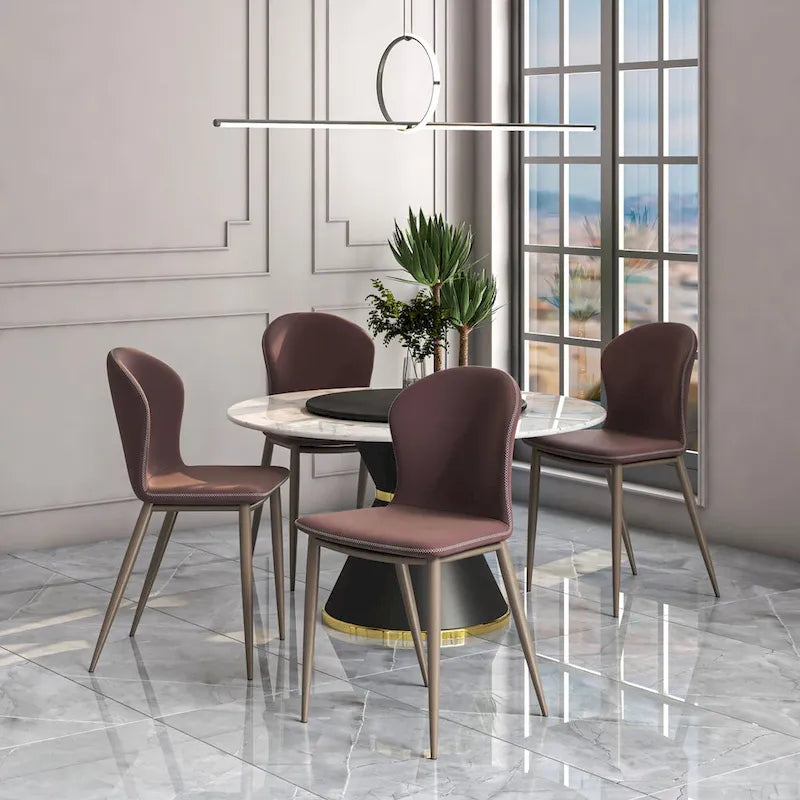 Mosaic Modern Upholstered Fabric Dining Chair with Metal Legs by LeisureMod