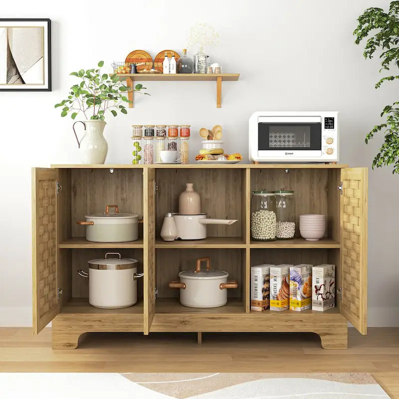 Coffee Bar Cabinet Buffet Sideboard with Drawer and Adjustable Shelf