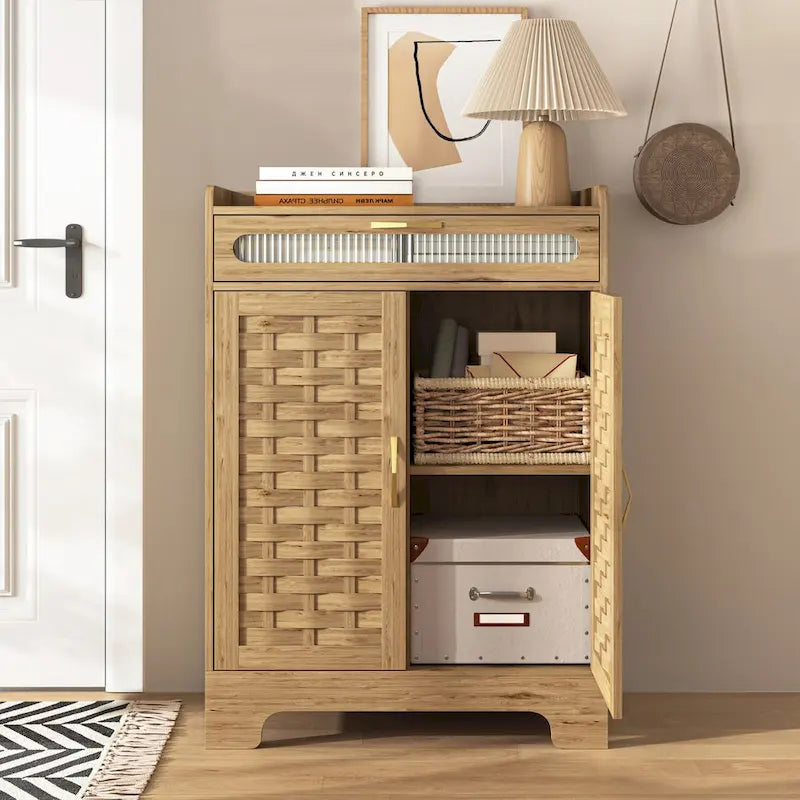 Coffee Bar Cabinet Buffet Sideboard with Drawer and Adjustable Shelf