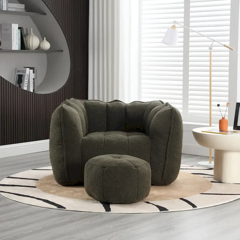 Roomfitters Soft Bean Bag Chair with High Resilient Foam Chips for Living Room