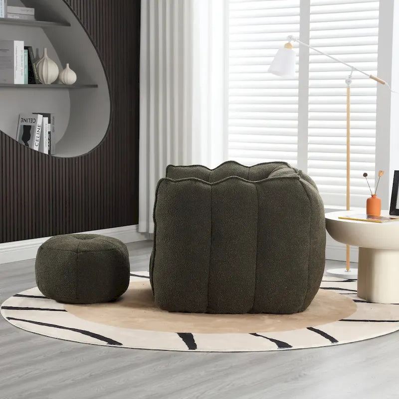 Roomfitters Soft Bean Bag Chair with High Resilient Foam Chips for Living Room