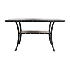 Sie 38 Inch Counter Height Table, Rectangular, Nailhead Trim, Black Wood