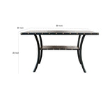 Sie 38 Inch Counter Height Table, Rectangular, Nailhead Trim, Black Wood