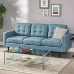 GDFStudio Cancun 82.75 Upholstered and Rubberwood 3 Seater Sofa